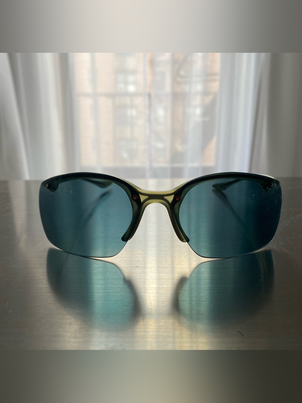 PRADA VINTAGE SUNGLASSES, LIGHT WEIGHTED, ARMY GREEN FRAME, LIKE NEW